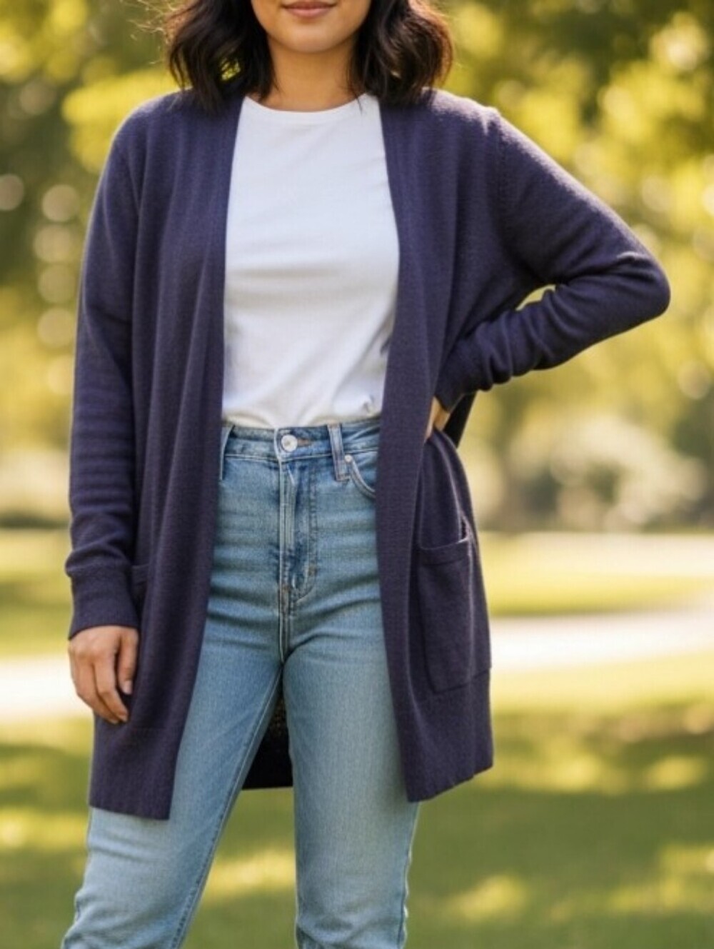 Madewell Womens Cardigan Sweater Sz L Purple Slub Burnout Open Front Casual